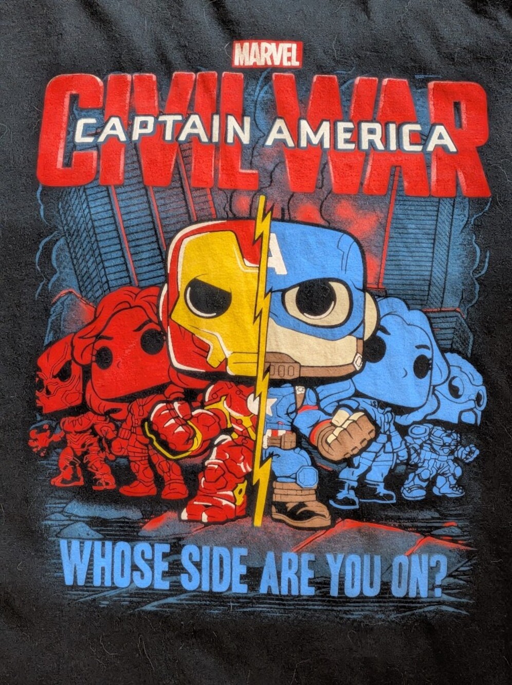 Marvel Funko Pop Civil War Iron Man Captain America T-Shirt 3XL